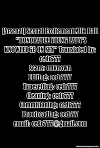 Sexual Excitement Milk Hall - Honorable Young Lady's Knowledge On Sex hentai