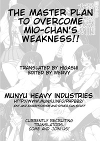 Mio-chan no Jakuten Kokufuku Dai sakusen!! | The Master Plan to Conquer Mio's Fears! hentai
